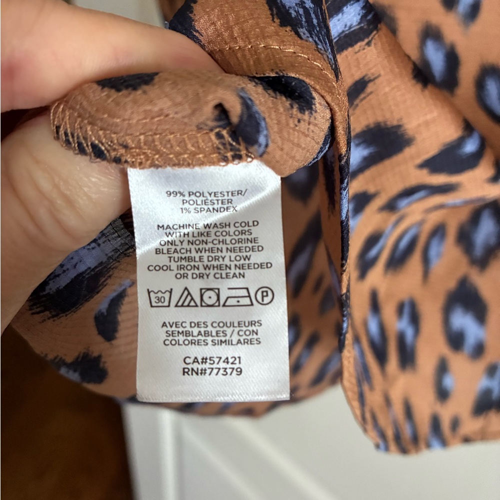 Ann Taylor Brown and Blue Animal Print Blouse - Picture 5 of 5